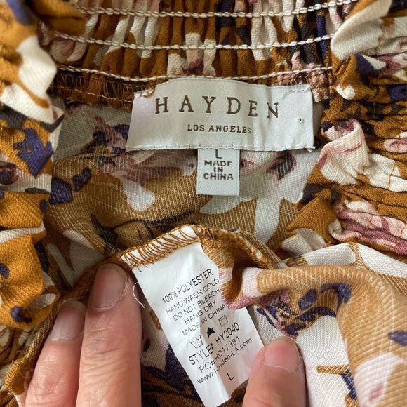 Hayden Los Angeles Puff Sleeve Tie Neck Tiered Tunic Women's Tops Blouse(Size L) - Picture 10 of 11